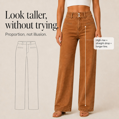 Highline™ – Trendige High-Waist-Wide-Leg-Jeans mit Doppelknopf-Bund