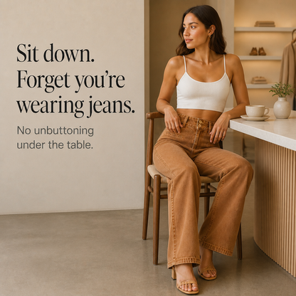 Highline™ – Trendige High-Waist-Wide-Leg-Jeans mit Doppelknopf-Bund