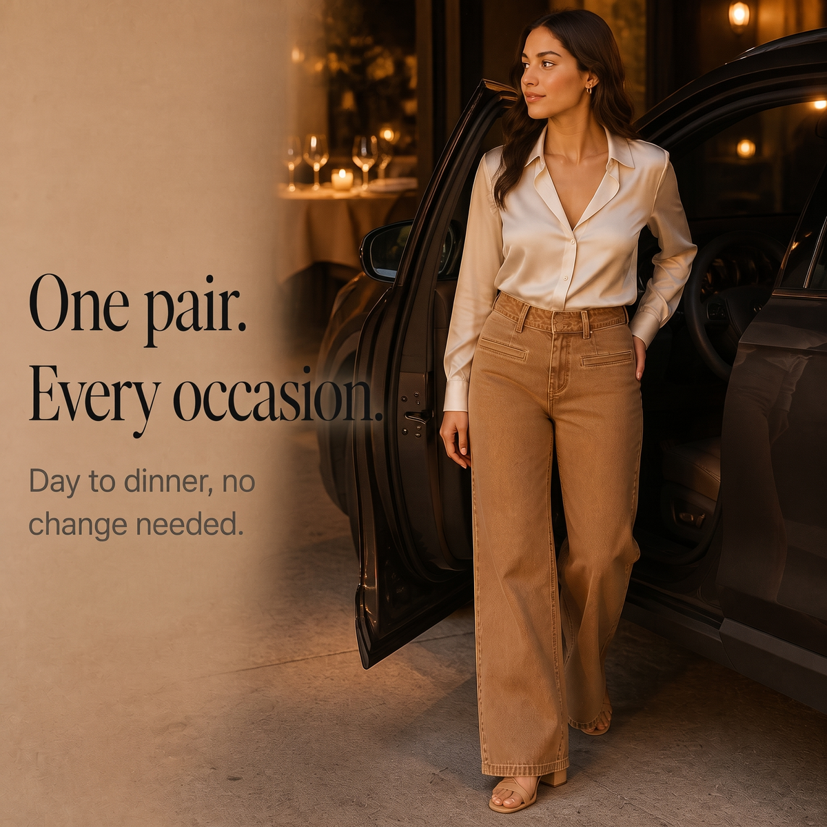 Highline™ – Trendige High-Waist-Wide-Leg-Jeans mit Doppelknopf-Bund