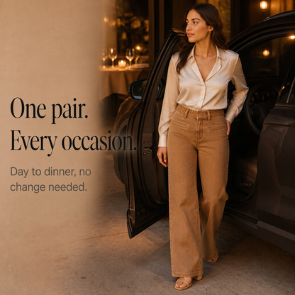 Highline™ – Trendige High-Waist-Wide-Leg-Jeans mit Doppelknopf-Bund