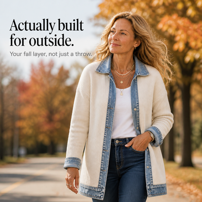 Ribova – Stylische Übergangsjacke mit Denim-Look und wärmender Steppung
