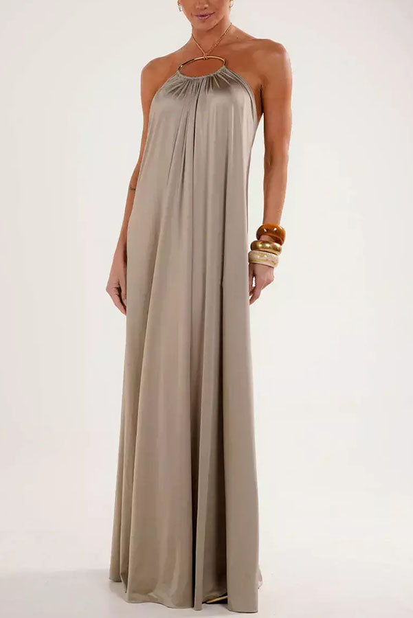 Ocean Goddess | Rückenfreies Halter Maxi-Kleid mit Metallkette