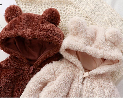 Lunoa™ | Baby Kapuzenstrampler mit Bärenohren, flauschig