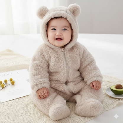 Lunoa™ | Baby Kapuzenstrampler mit Bärenohren, flauschig