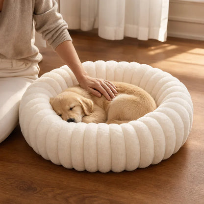 CozyPaw™ | Rundes Plüsch-Haustierbett mit erhöhtem Kuschelrand