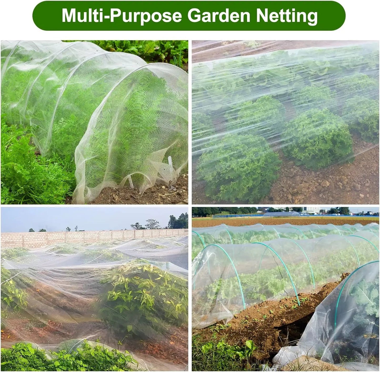 GreenShield Pro Pflanzenschutznetz | HDPE Insekten- und Vogelschutz | Lichtdurchlässig | Geeignet für Gemüse & Obst