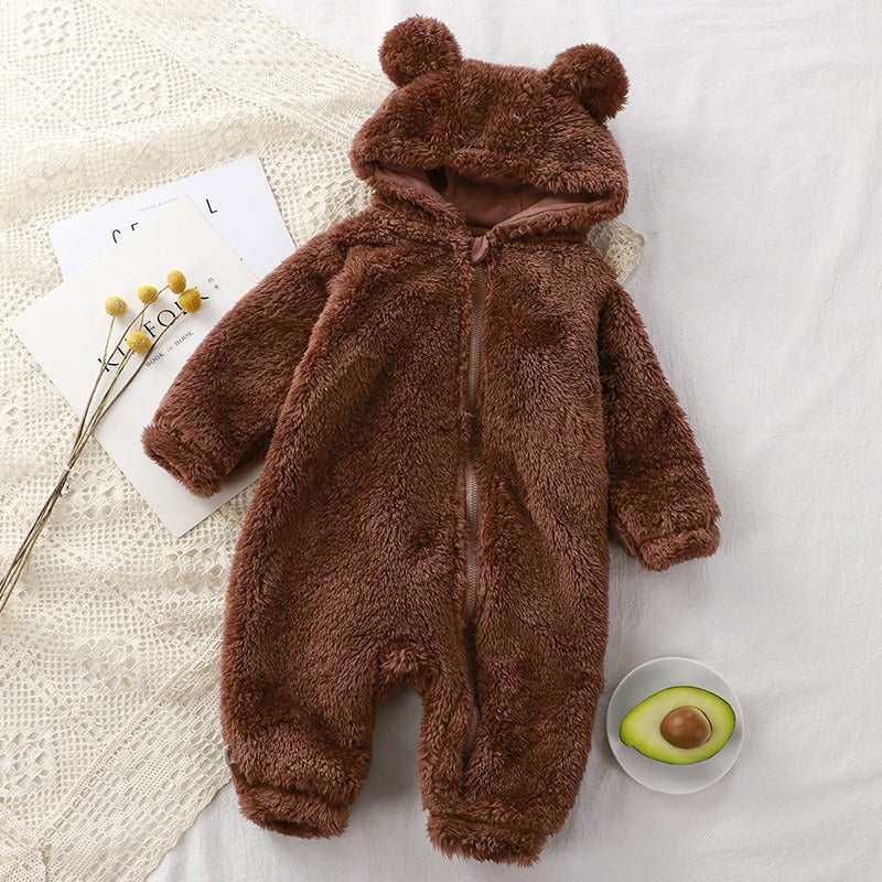 Lunoa™ | Baby Kapuzenstrampler mit Bärenohren, flauschig
