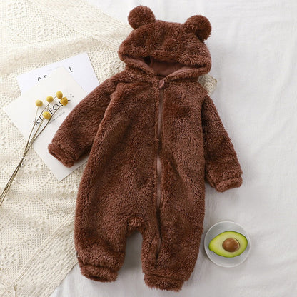Lunoa™ | Baby Kapuzenstrampler mit Bärenohren, flauschig