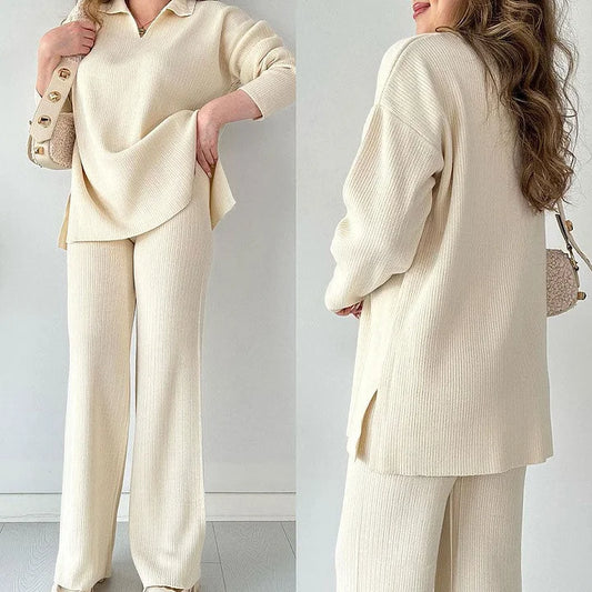 Zweiteiliges Strickset mit V-Ausschnitt