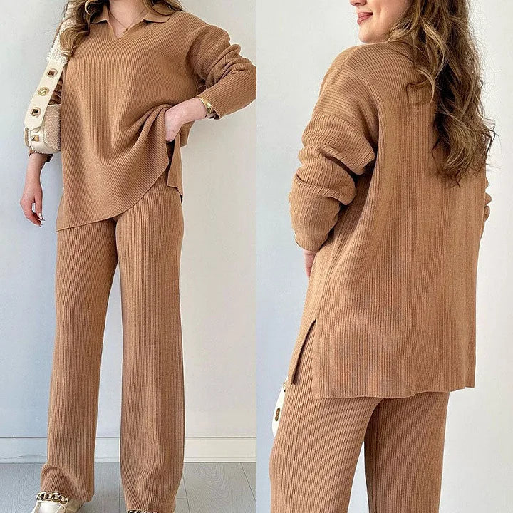 Zweiteiliges Strickset mit V-Ausschnitt