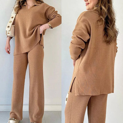 Zweiteiliges Strickset mit V-Ausschnitt
