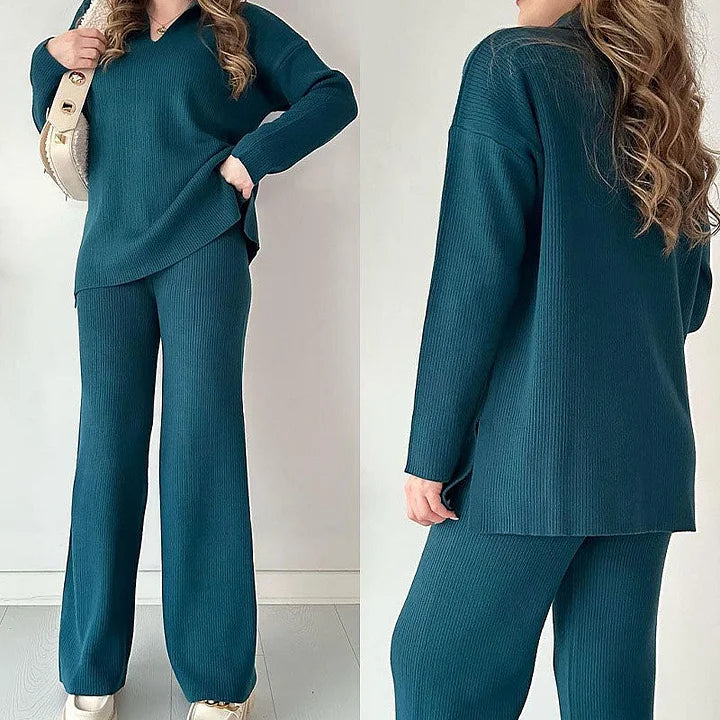 Zweiteiliges Strickset mit V-Ausschnitt