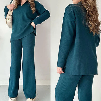 Zweiteiliges Strickset mit V-Ausschnitt