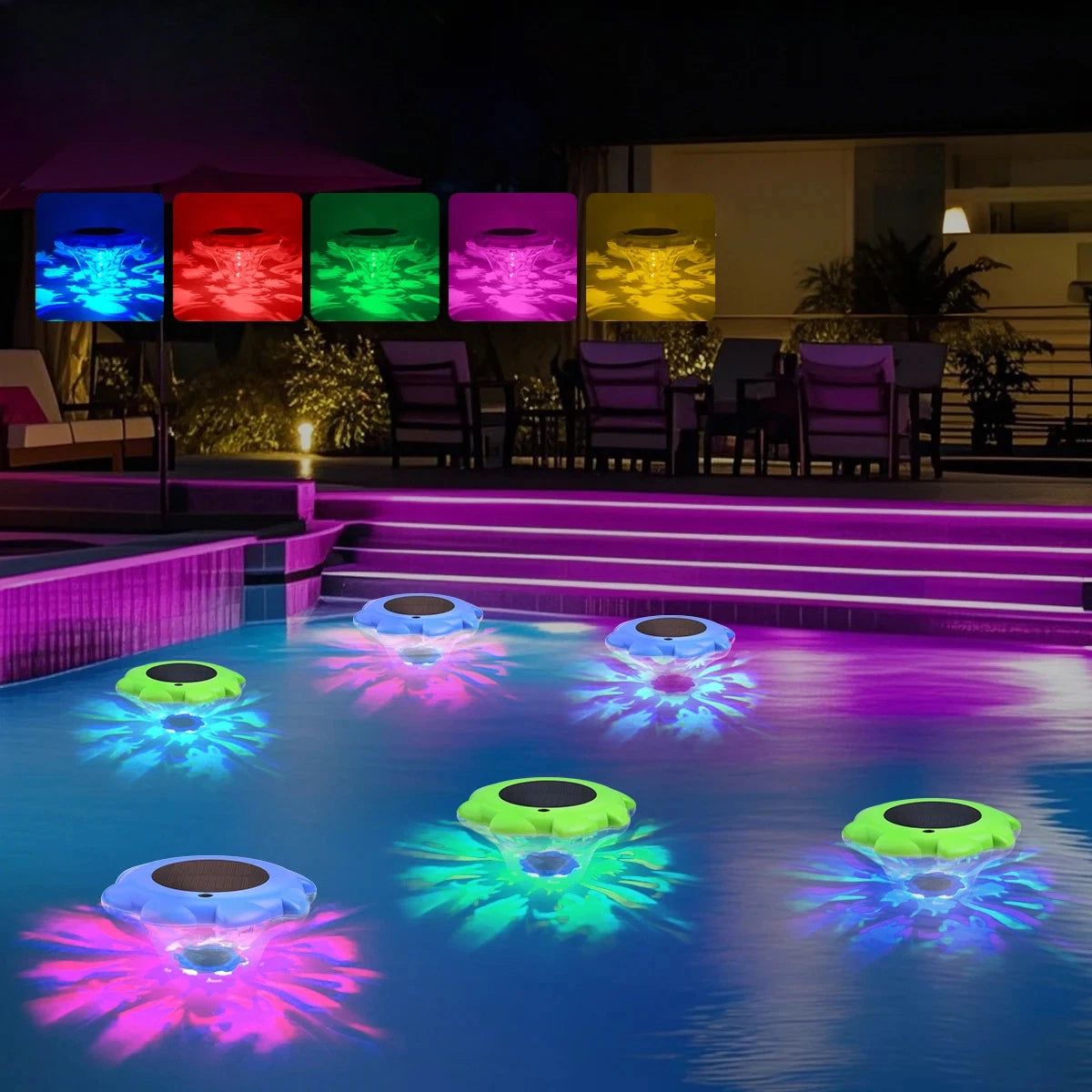 LumiFloat Solar Schwimmende Poolleuchte | RGB Farbwechsel | IP68 Wasserdicht | Pool- & Gartendekoration