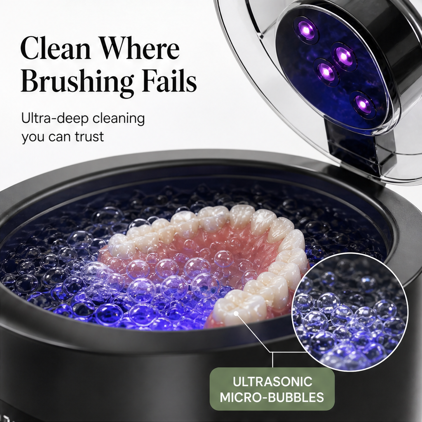 Purevo – Ultraschall- & UV-C-Reiniger für Zahnprothesen, Retainer & Aligner + 50 % RABATT