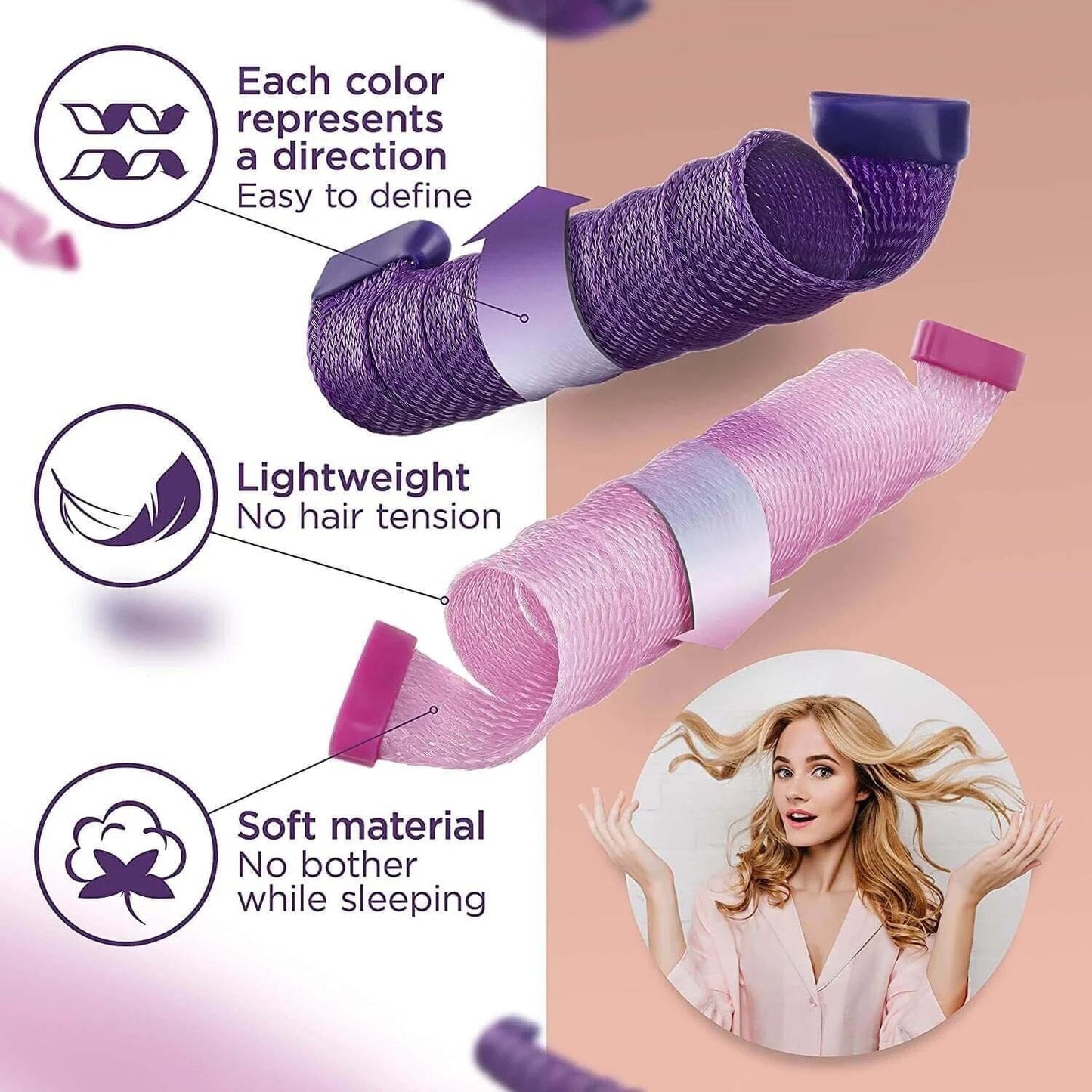 WaveWhisper — Haarwickler-Set ohne Hitze für weiche, natürliche Wellen (30 Stk.)