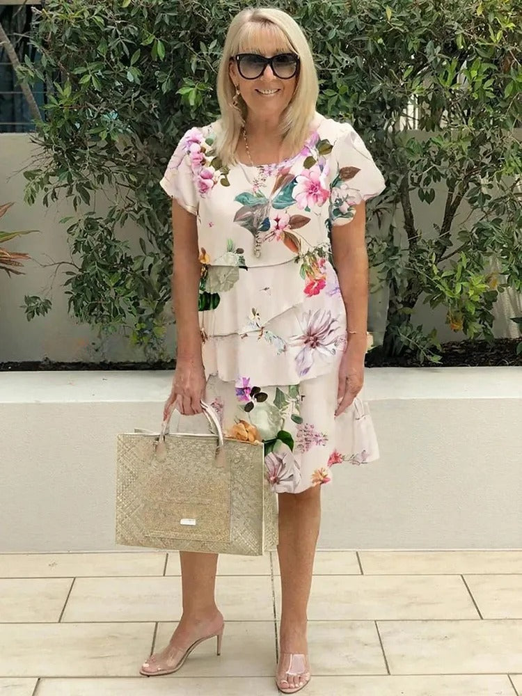 Jasara – Boho-Maxikleid mit floralem Kaskadenmuster