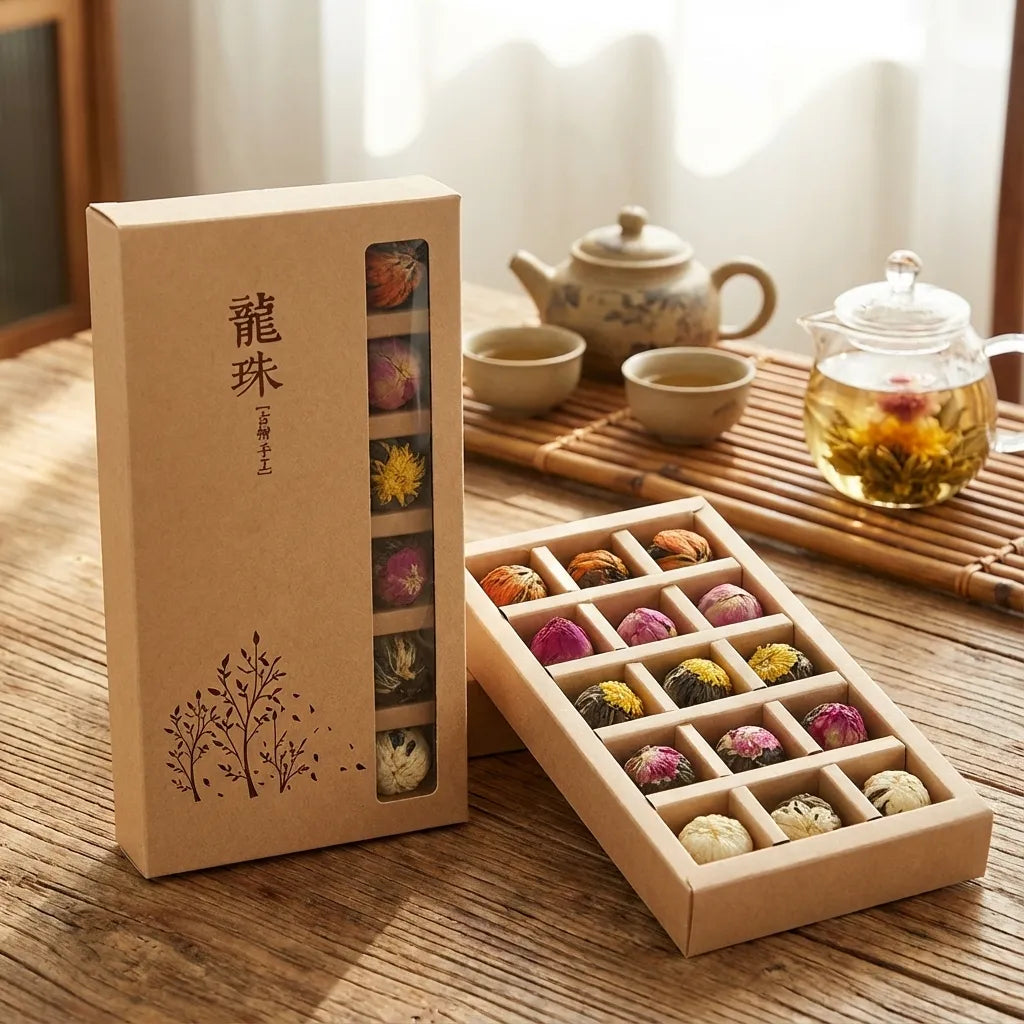 Aufblühende Pu-erh-Blumentee-Kugeln