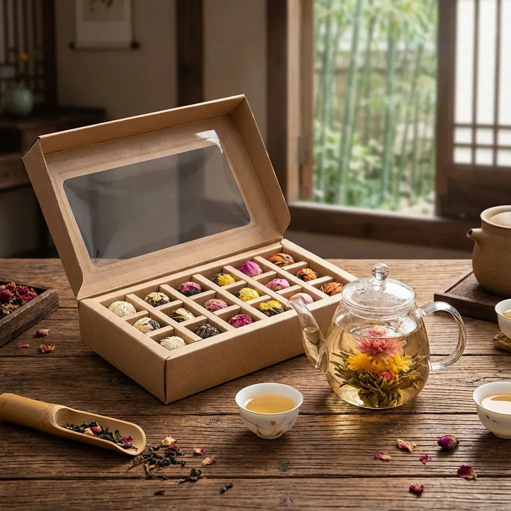 Aufblühende Pu-erh-Blumentee-Kugeln