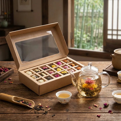 Aufblühende Pu-erh-Blumentee-Kugeln