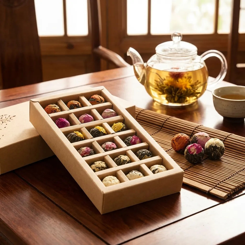 Aufblühende Pu-erh-Blumentee-Kugeln