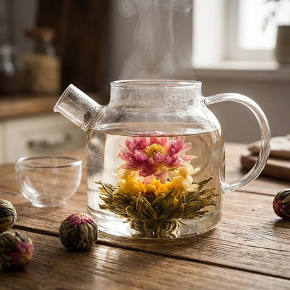 Aufblühende Pu-erh-Blumentee-Kugeln