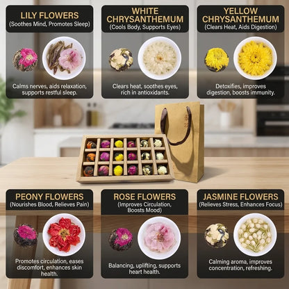 Aufblühende Pu-erh-Blumentee-Kugeln