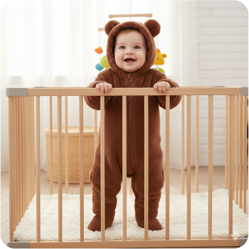 Lunoa™ | Baby Kapuzenstrampler mit Bärenohren, flauschig