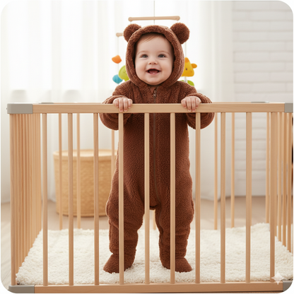 Lunoa™ | Baby Kapuzenstrampler mit Bärenohren, flauschig