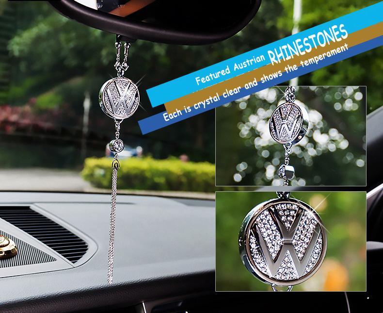 Auto-Rückspiegel Anhänger mit Kristall | Zinklegierung & Strass | Funkelnde Deko mit Duft-Anhänger, Geschenkidee