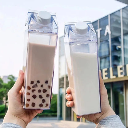 HydraCube — Auslaufsichere, quadratische Trinkflasche im Milchkarton-Design