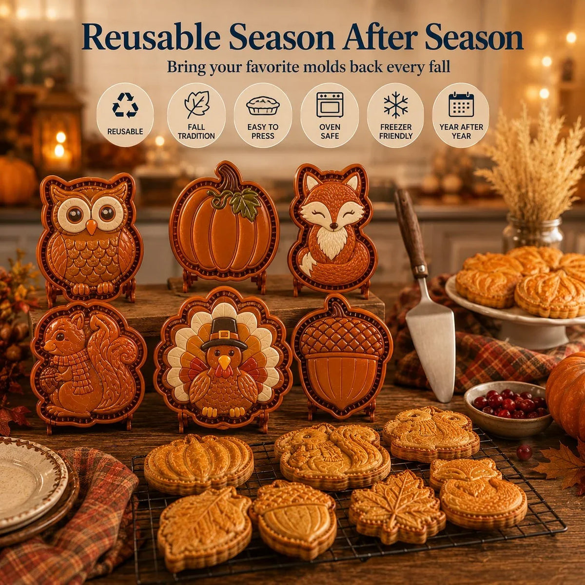 1+1 GRATIS | CozyCrust™ | Mini-Handpie-Form mit 8 Herbstmotiven