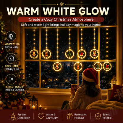 Weihnachtliche Vorhang-Lichterkette | USB-betrieben & mit Fernbedienung | 3,5 m