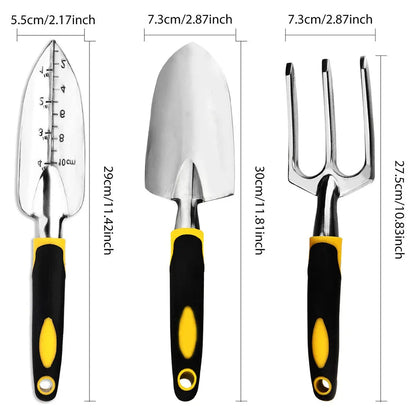 Erdwerk 4-teiliges Gartengeräte-Set | Edelstahlkonstruktion | Inklusive Handschuhe | Ergonomische Griffgriffe