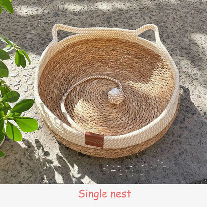 PurrNest™ | Handgefertigtes Katzenbett aus Rebengras
