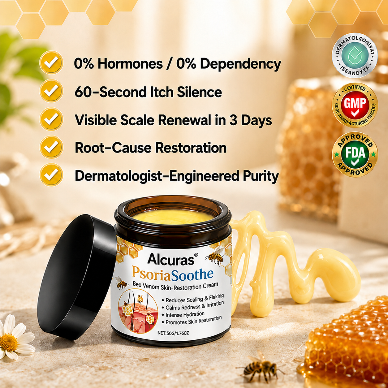 Alcuras® PsoriaSoothe – Hautregenerierende Creme mit Bienengift