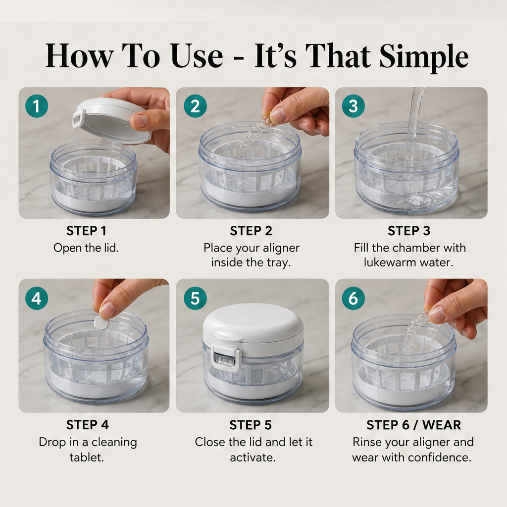 Pearlwave – Sonic Cleaning Case with Magnetic Seal for Aligners & Retainers + 50% OFF