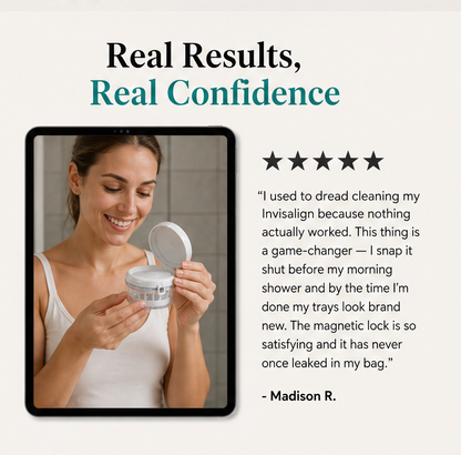 Pearlwave – Sonic Cleaning Case with Magnetic Seal for Aligners & Retainers + 50% OFF