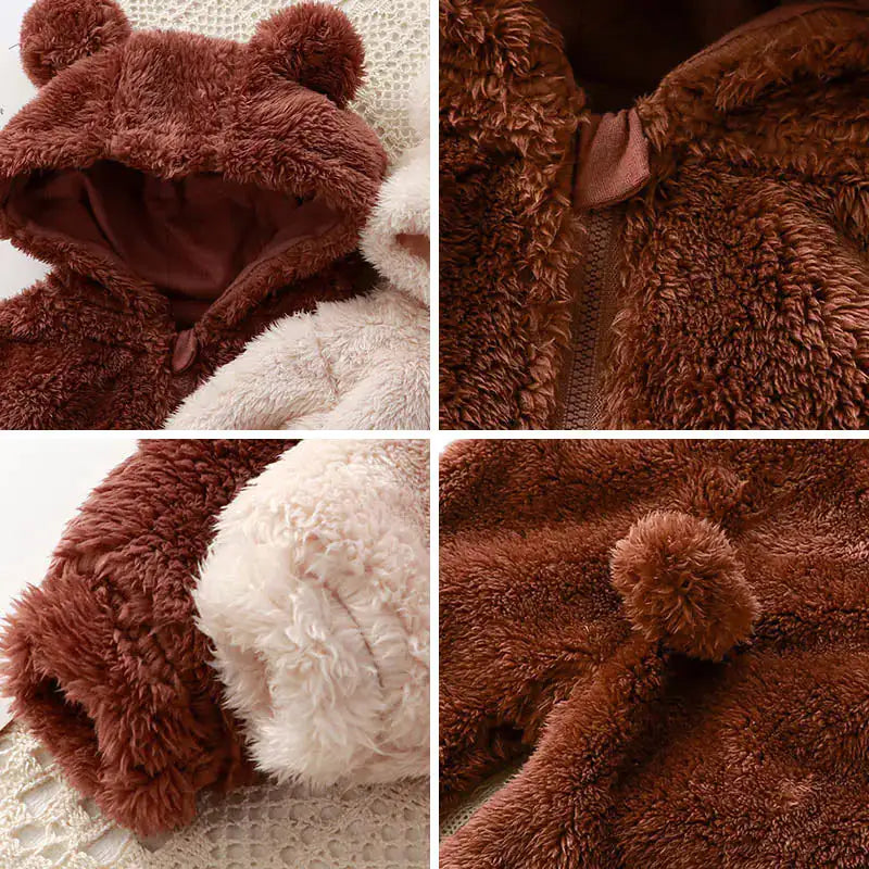 Lunoa™ | Baby Kapuzenstrampler mit Bärenohren, flauschig