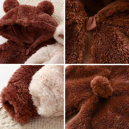 Lunoa™ | Baby Kapuzenstrampler mit Bärenohren, flauschig