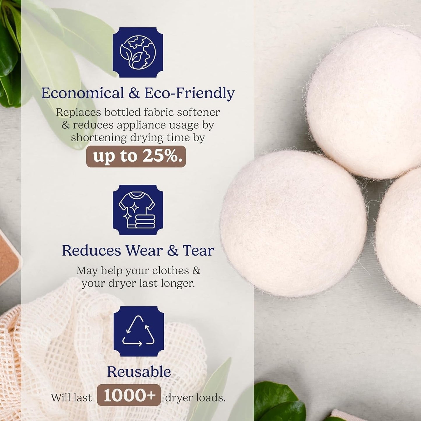 6+6 GRATIS | FluffBalls™ | Wiederverwendbare Trocknerbälle aus natürlicher Schafwolle