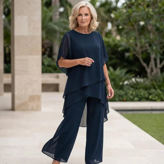 Flavia Sinetti™ Elegantes asymmetrisches Top mit Wide-Leg-Hose