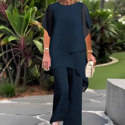 Flavia Sinetti™ Elegantes asymmetrisches Top mit Wide-Leg-Hose