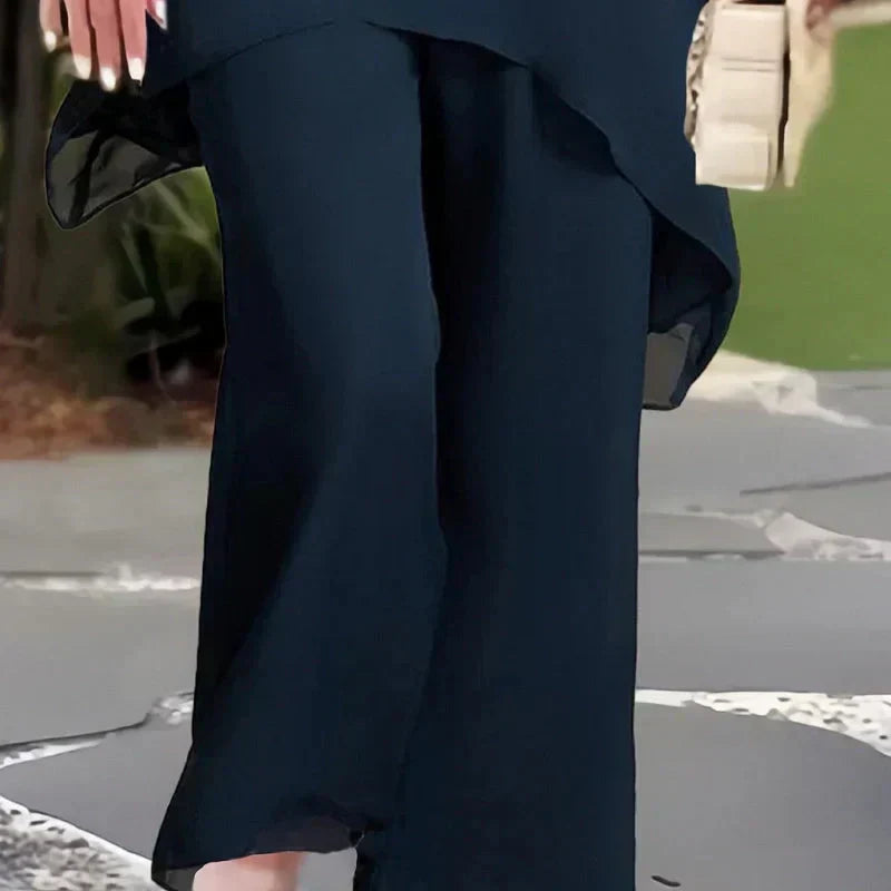 Flavia Sinetti™ Elegantes asymmetrisches Top mit Wide-Leg-Hose