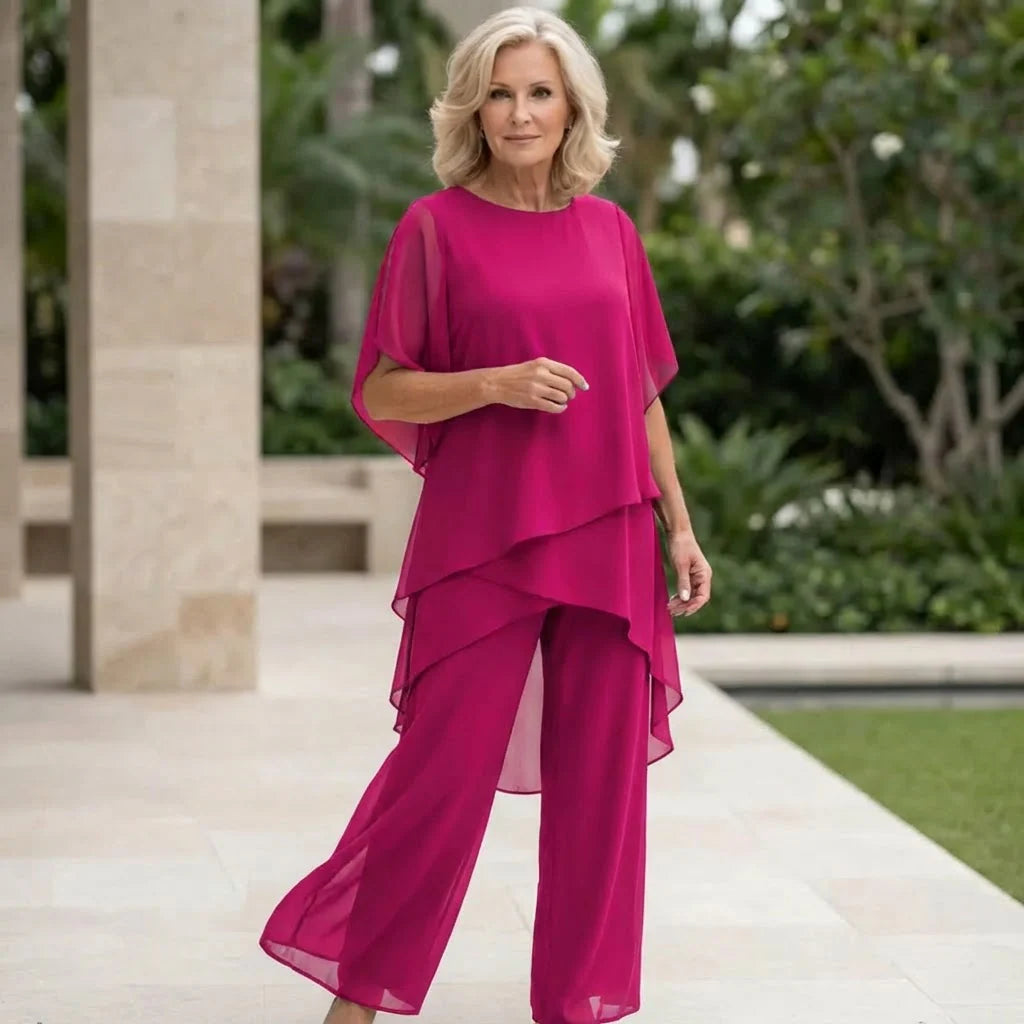 Flavia Sinetti™ Elegantes asymmetrisches Top mit Wide-Leg-Hose