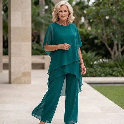 Flavia Sinetti™ Elegantes asymmetrisches Top mit Wide-Leg-Hose