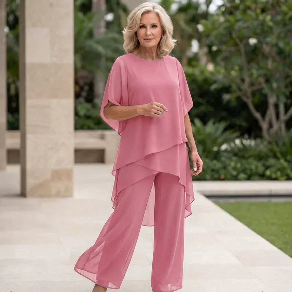 Flavia Sinetti™ Elegantes asymmetrisches Top mit Wide-Leg-Hose