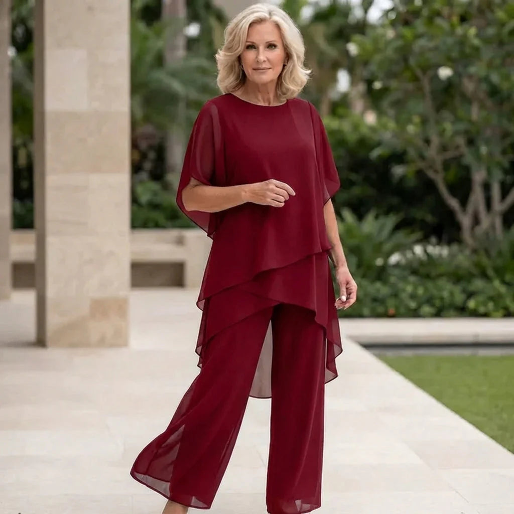 Flavia Sinetti™ Elegantes asymmetrisches Top mit Wide-Leg-Hose