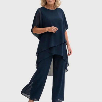 Flavia Sinetti™ Elegantes asymmetrisches Top mit Wide-Leg-Hose