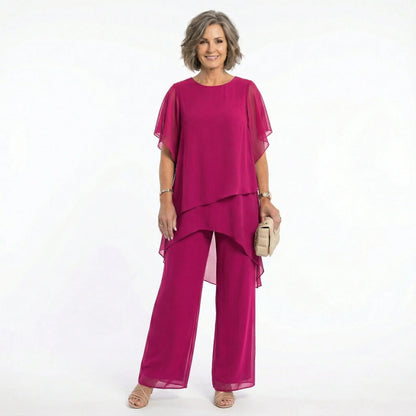 Flavia Sinetti™ Elegantes asymmetrisches Top mit Wide-Leg-Hose